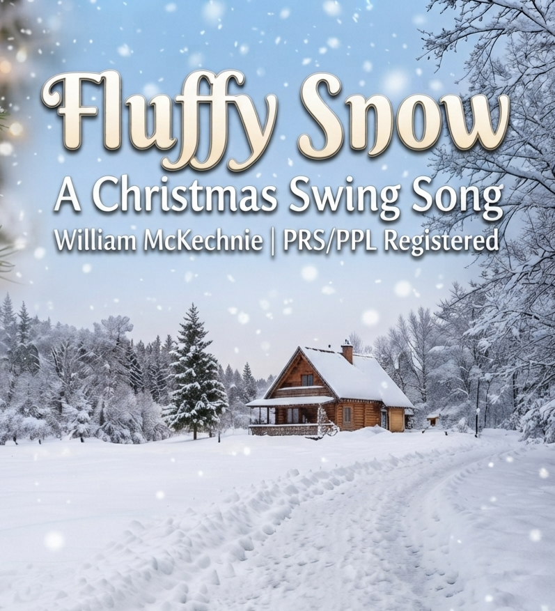 This is the cover art for William McKechnie's Christmas swing song Fluffy Snow.